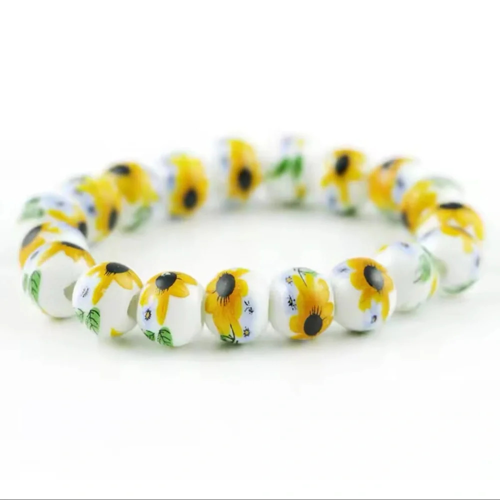 Anthropologie Sunflower Niche Bead Bracelet